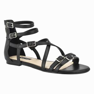 Nine West Lorna Casual Flat Sandals - Black - Ireland (WC0359184)